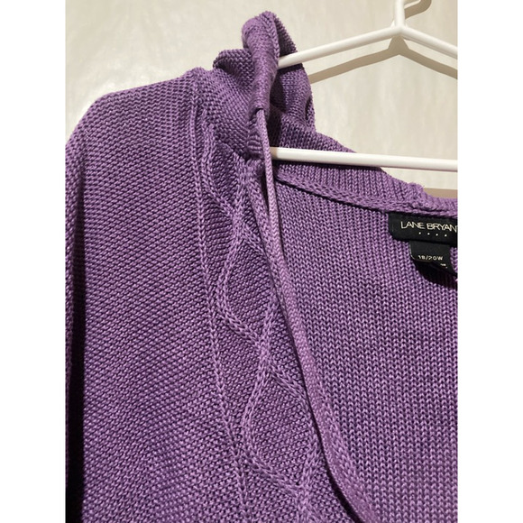 Lane Bryant Pullover Sweater Women's 18/20 W Plus Purple Hooded Short Sleeve Tie - Picture 5 of 7